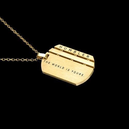 Mens Dog Tag Necklace in 14k Yellow Gold (24 in) | Shane Co.